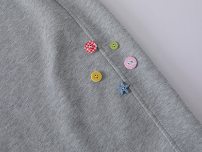 Colorful Button Badge Wide Leg Sweatpants Kawaii Charm Elastic Waist Baggy Fleece Pants Casual Streetwear Balloon Trousers | Button Drop
