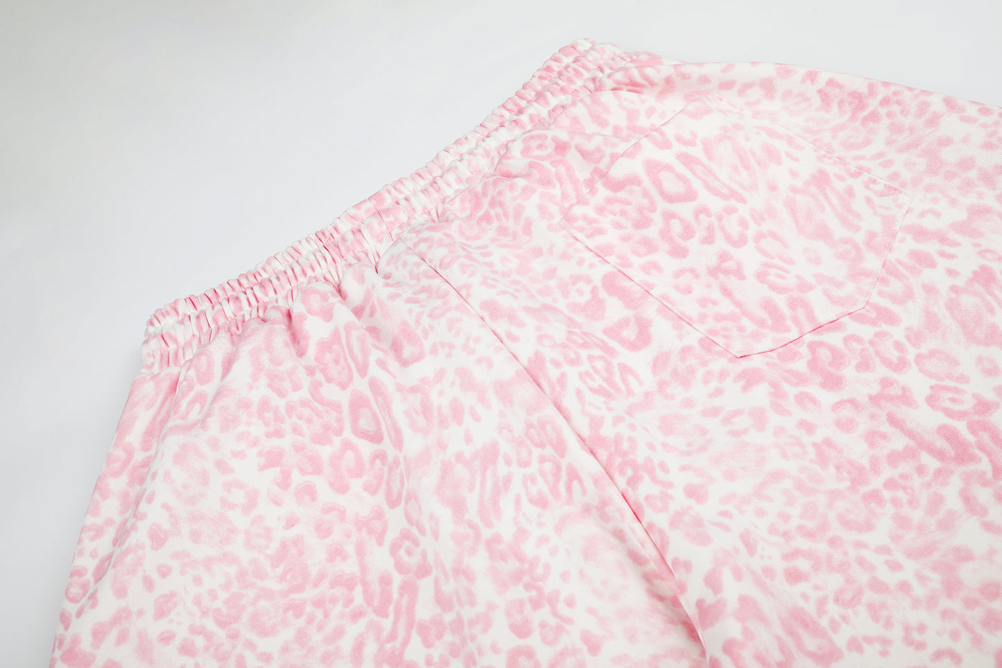 Women's Pink Leopard Print Letter Embroidery Drawstring Wide Leg Pants High Waist Elastic Waist Casual Streetwear Trousers