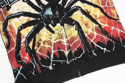 Spider Web Zip Up Hoodie (Black)