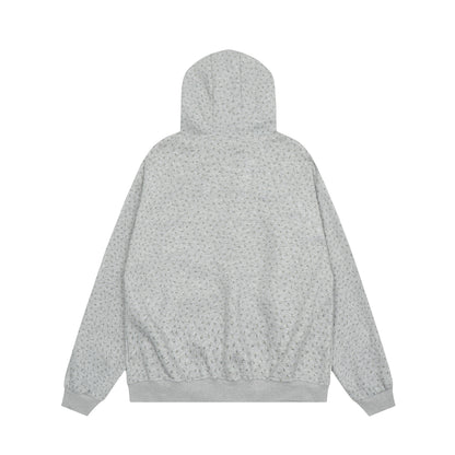Women's RVNTENG Rainbow Letter Print Scattered Dot Lace Trim Full Zip Hoodie Sweatshirt Oversized Y2K Streetwear Jacket