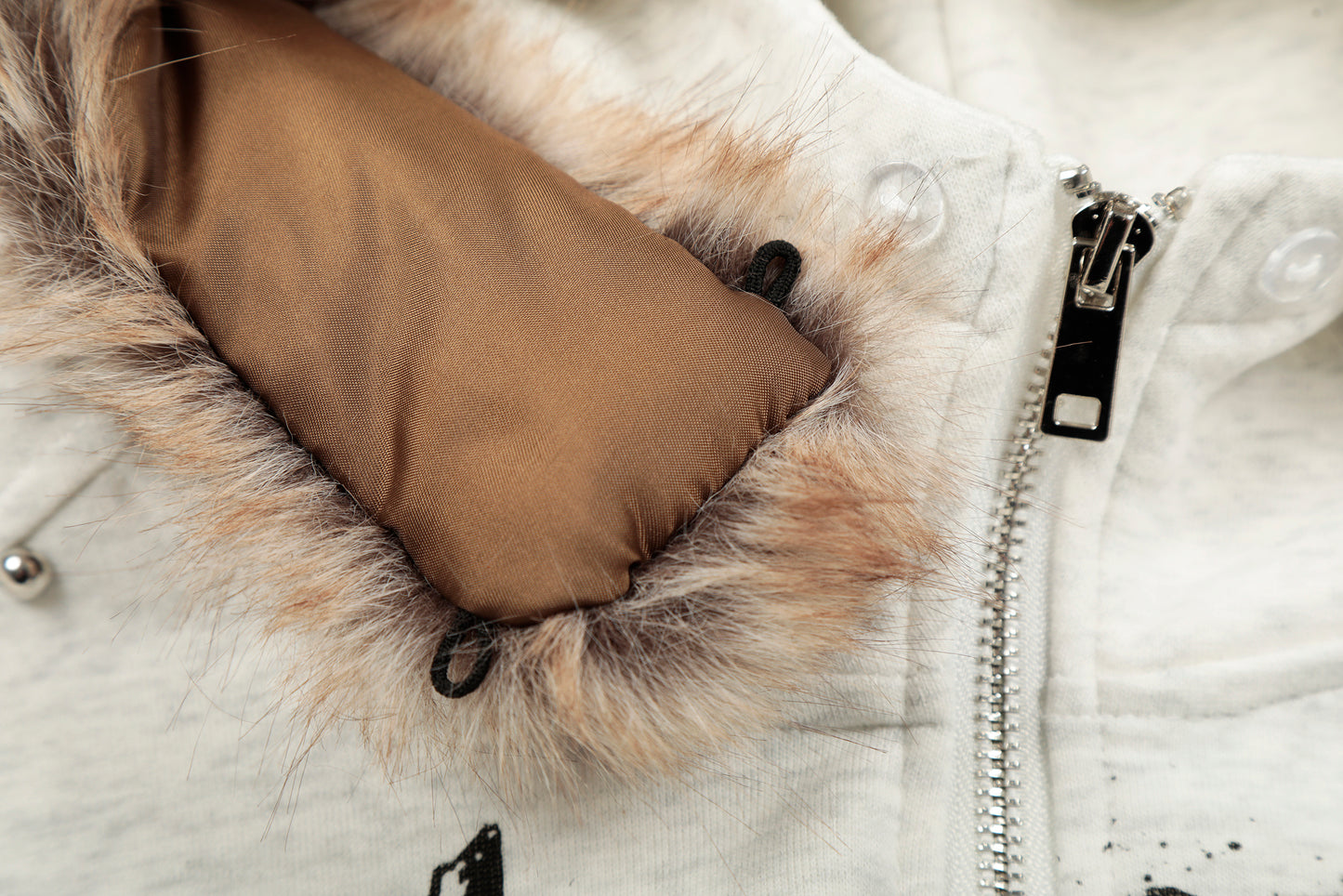 Anime Graphic Faux Fur Collar Zip Hoodie Jacket Studded Streetwear Y2K Grunge Winter Coat