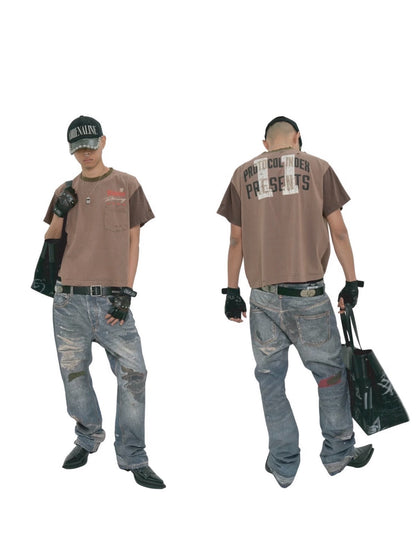 Protocol Index Panelled Pocket T-Shirt - Khaki