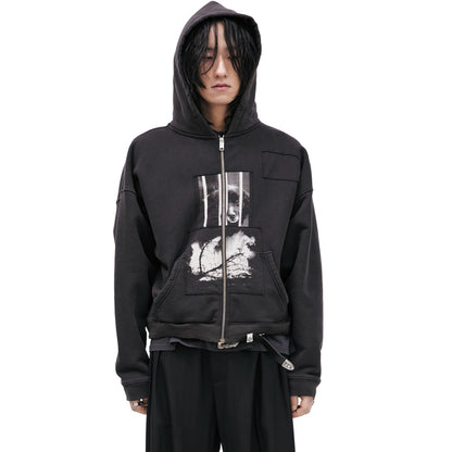 Lenin's Nap Time Assemblage Zip Hoodie - Washed Black