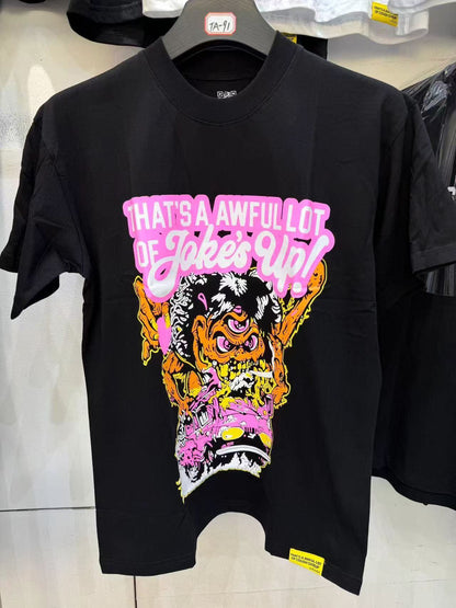 Cartoon Graphic Print Tee Pop Art Drip Face Oversized Black Cotton Streetwear Casual Summer T-Shirt | Drip Face