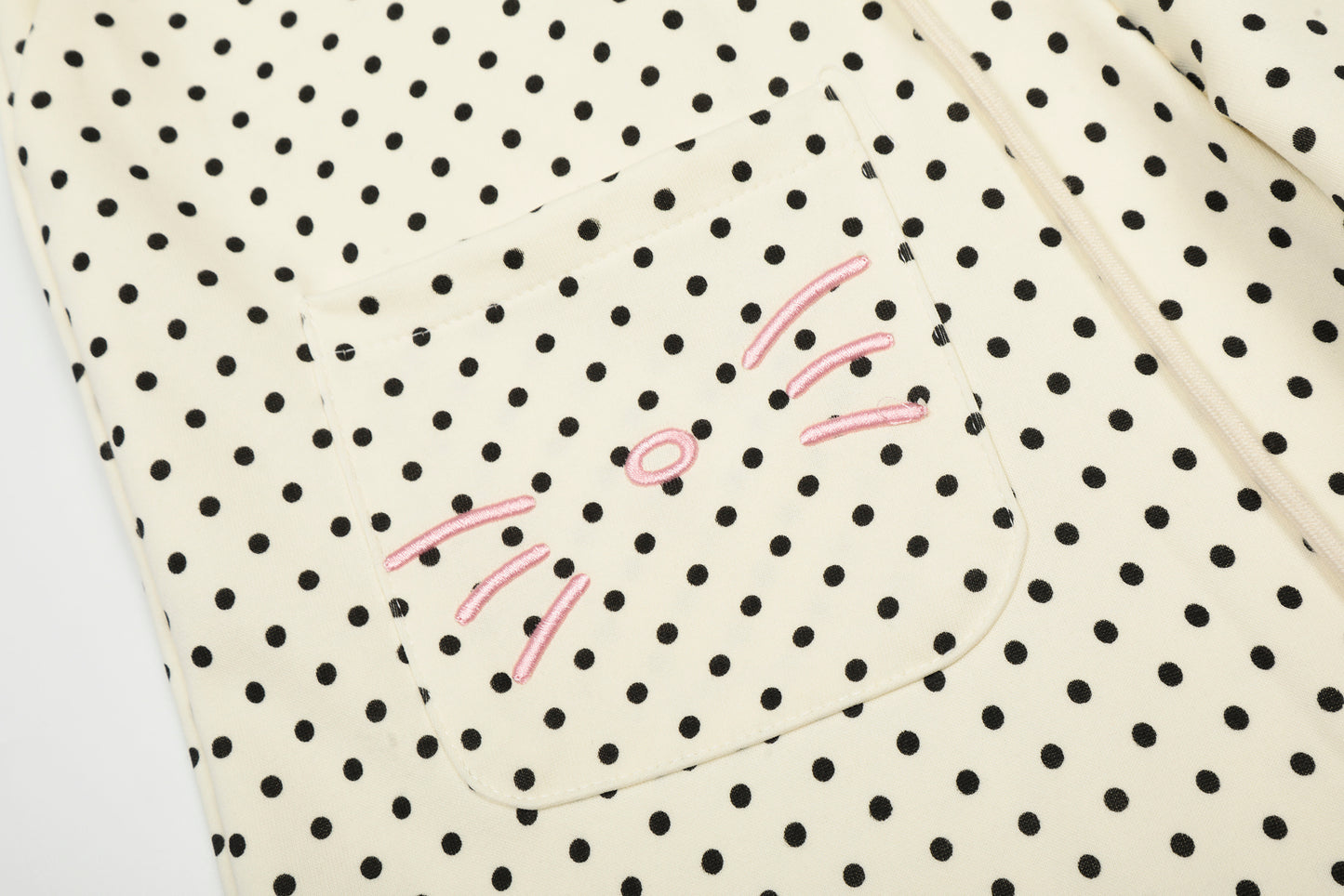 Polka Dot Cat Whisker Embroidery Metal Charm Wide Leg Pants Drawstring Ankle Toggle Y2K Harajuku