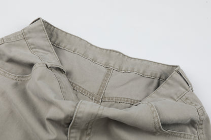 Zip Block Washed Wide Leg Cargo Pants High Waist Streetwear Y2K Vintage Knee Zip Patchwork Trousers | Zip Block