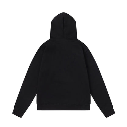 Black Graphic Hoodie and Joggers Tracksuit Set, Two Piece Streetwear Outfit