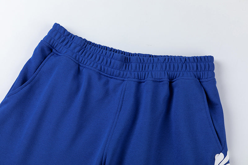 Blue unisex graphic T-shirt and shorts set with crewneck top, elastic waist shorts, and side pockets - view 16