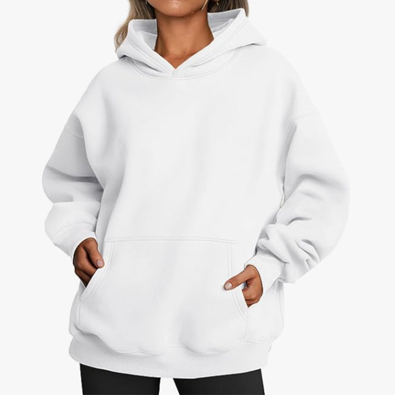 Trendiga Queen Dam Oversized Huvtröjor Fleece Sweatshirts Långärmade Tröjor Pullover Höstdräkter med ficka