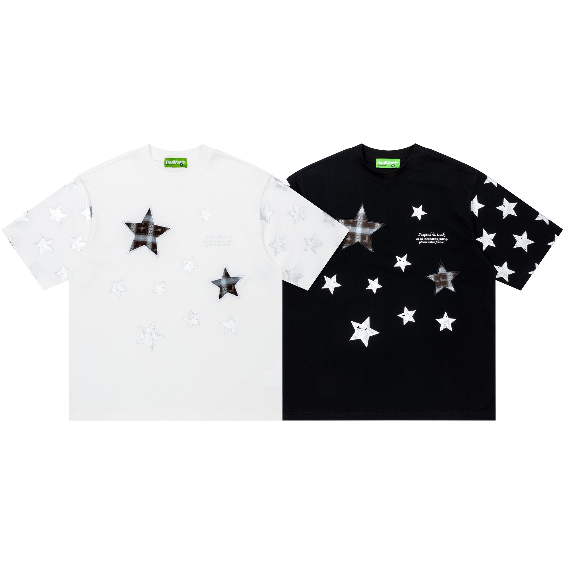 Black and White DuoMatch star tee front comparison