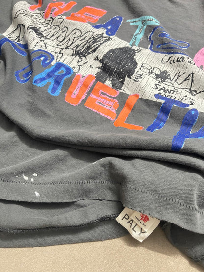 Paly Hollywood Theater of Cruelty Boxy Long Sleeve Tee Washed Distressed Linen Cotton Colorful Graffiti Print Vintage Streetwear Top | Theater Cruelty