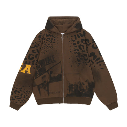 Cheetah Zip Up Hoodie