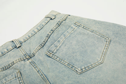 Star Graffiti Print Barrel Leg Jeans High Waist Washed Wide Leg Denim Streetwear Y2K Graphic Pants | Star Club