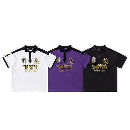 Trapstar Men's Graphic Polo Shirt- Short Sleeve Contrast Collar Casual Top