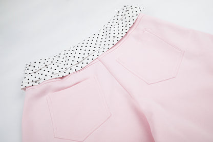Women's Girls Club Conteng Embroidery Polka Dot Fold-Over Waistband Balloon Wide Leg Sweatpants Casual Sweet Jogger Pants