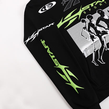 Hellstar Sports Lime Green Runner Graphic Hoodie 'Black'