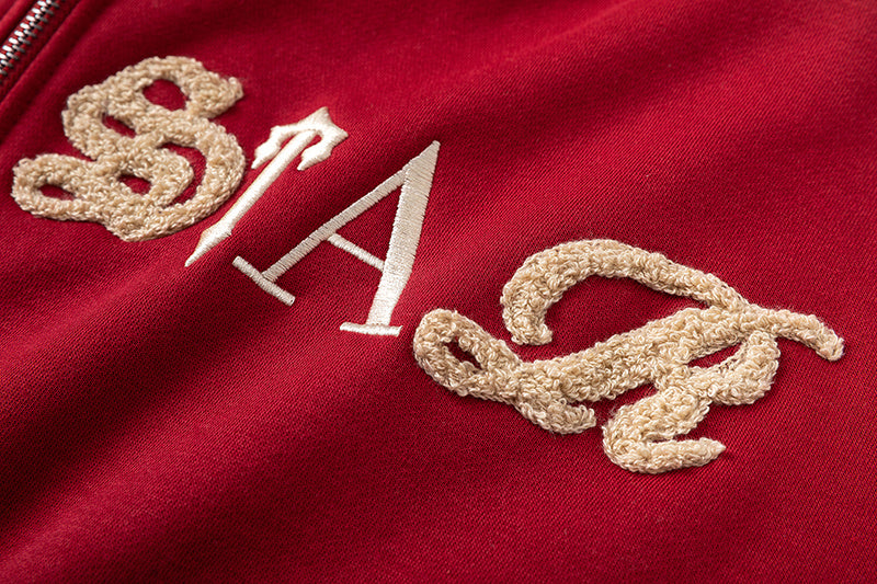 Red Trapstar zip hoodie and joggers tracksuit set with embroidered chest logo - view 16