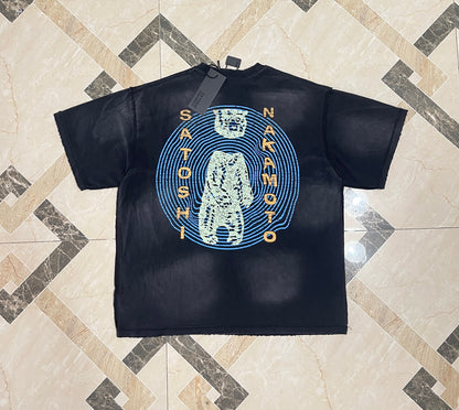 Satoshi Nakamoto Overdrive Tee Washed Heavy 300g Reverse Print Streetwear Short Sleeve T-Shirt | Overdrive Washed