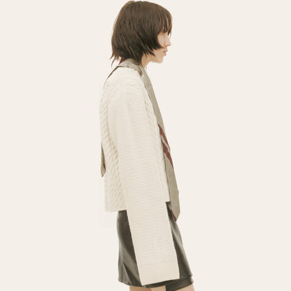 Cable-Knit Cropped Cardigan
