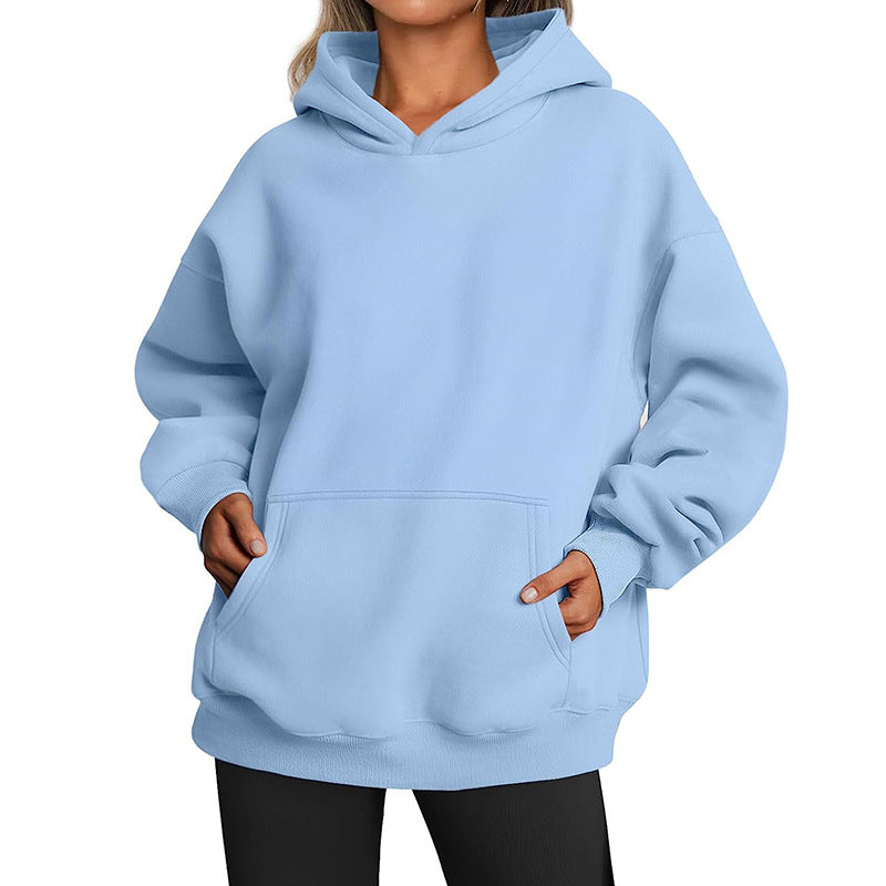 Trendy Queen Damen Übergroße Kapuzenpullover Fleece-Sweatshirts Langarmpullover Pullover Herbst-Outfits mit Tasche