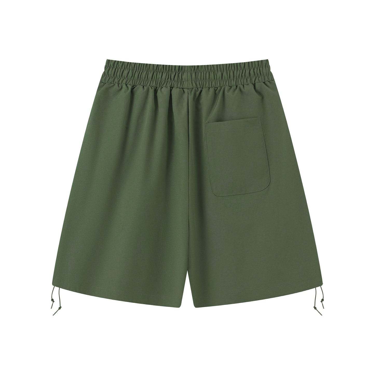 Army green tactical shorts front detail logo