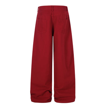 Women's Dalmatian Dog Print High Waist Wide Leg Pants Pleated Front Pocket Casual Streetwear Trousers