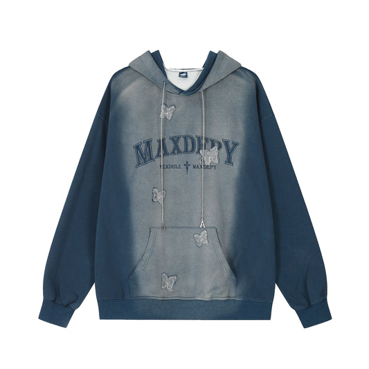 Maxdefy Butterfly Washed Hoodie Blue Back