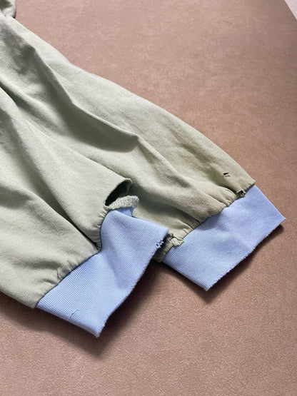 Paly Hollywood JAWCS Linen Cotton Long Sleeve Ringer Tee Sage Green Distressed Rhinestone Print Vintage Streetwear | Jawcs Sage