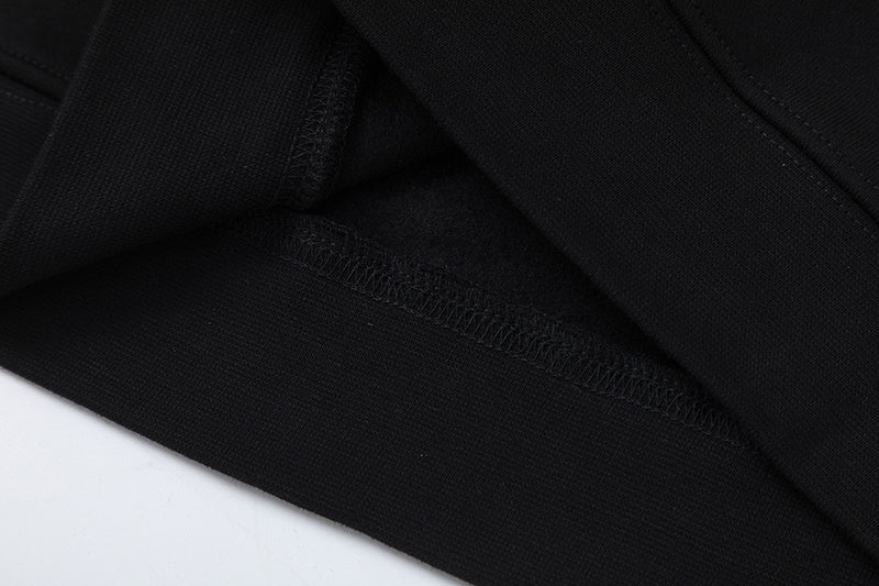 Black graphic hooded sweatshirt and joggers two-piece tracksuit set with outlined hood print - view 17