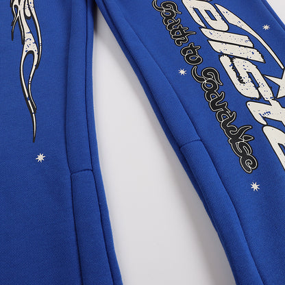Hellstar Rhinestone Logo Flared Sweatpants 'Blue'
