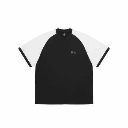 Corteiz Embroidered V-Neck Colorblock Raglan Short Sleeve Tee Oversized Streetwear Campus Style | Crtz Volt