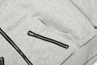 Cat Rivet 3D Cat Ear Rivet Zip Up Hoodie Oversized Streetwear Y2K Egirl Grunge Fleece Lined Sweatshirt | Cat Rivet