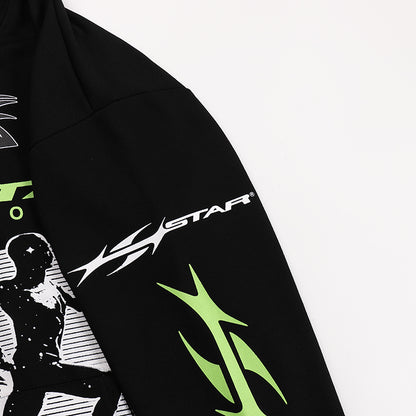 Hellstar Sports Lime Green Runner Graphic Hoodie 'Black'