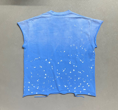 Satoshi Nakamoto Luke Destroyed Sleeveless Tee Splatter Paint Distressed Washed Heavyweight Cotton Vest Streetwear Tank Top | Ink Wreck