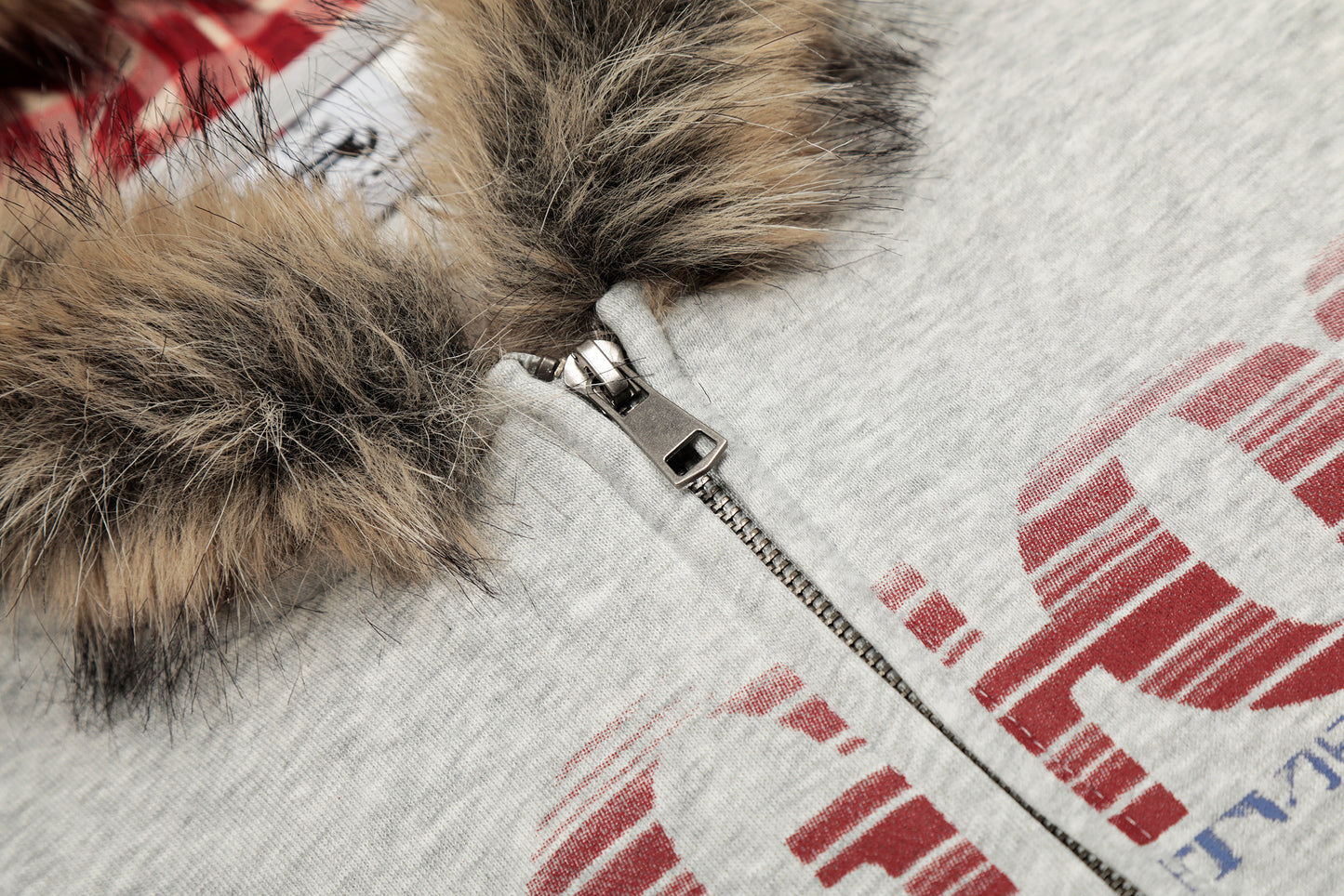 Women's RGIOS Plaid Lined Faux Fur Trim Hood Full Zip Cropped Hoodie Sweatshirt Long Sleeve Y2K Streetwear Jacket