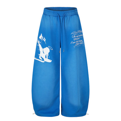 Women's Silent Hill Graphic Print Balloon Wide Leg Sweatpants Elastic Drawstring Waist Casual Streetwear Jogger Pants