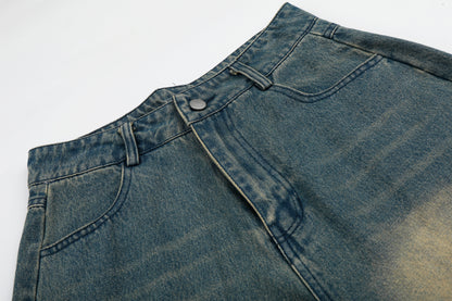 Letter Print Wide Leg Denim Shorts High Waist Washed Streetwear Summer Casual Shorts
