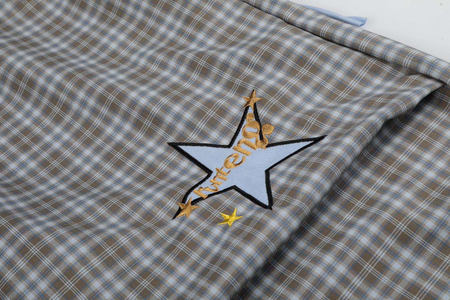 Women's Star Patch Embroidery Plaid Ruched Drawstring Waistband Wide Leg Pants High Waist Y2K Streetwear Trousers