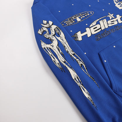 Hellstar Rhinestone Flare Logo Hoodie 'Blue'