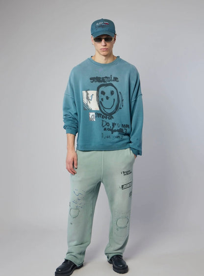Streetwise Airbrush Crewneck - Petrol Blue