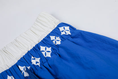 SRVE Letter Star Print Wide Leg Parachute Pants High Waist Drawstring Streetwear Casual Pants
