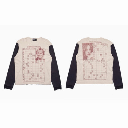 Enfants Riches Deprimes ERD Jack Serbian Fantasy Color Block Long Sleeve Tee Vintage Movie Poster Print Contrast Sleeve Streetwear Top | Jack Serbian