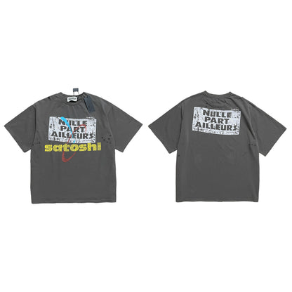 Satoshi Nakamoto Nulle Part Ailleurs Tee - Washed Black
