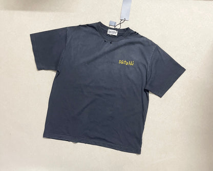 Satoshi Nakamoto Chain Stitch Tee Distressed Washed Heavyweight Cotton Embroidered Destroyed Vintage Streetwear T-Shirt | Chain Stitch