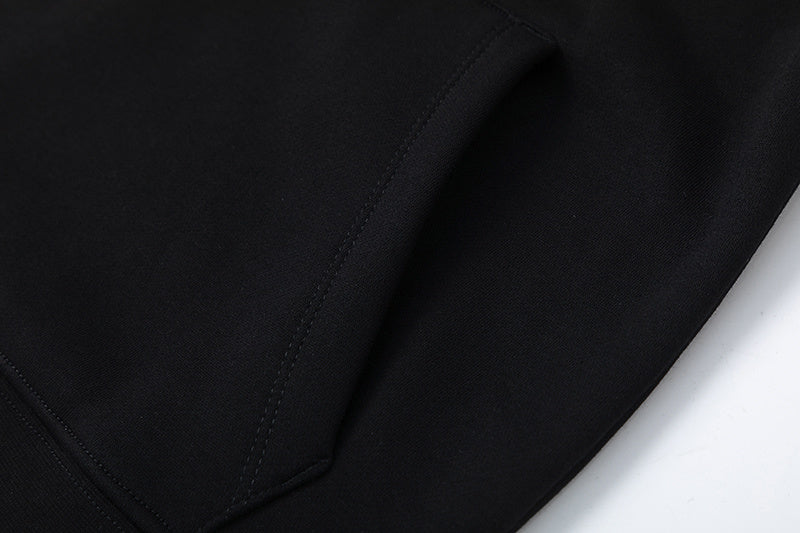 Black graphic hooded sweatshirt and joggers two-piece tracksuit set with outlined hood print - view 18