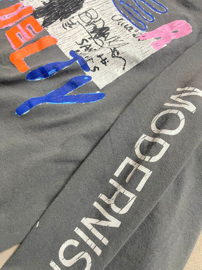 Paly Hollywood Theater of Cruelty Boxy Long Sleeve Tee Washed Distressed Linen Cotton Colorful Graffiti Print Vintage Streetwear Top | Theater Cruelty