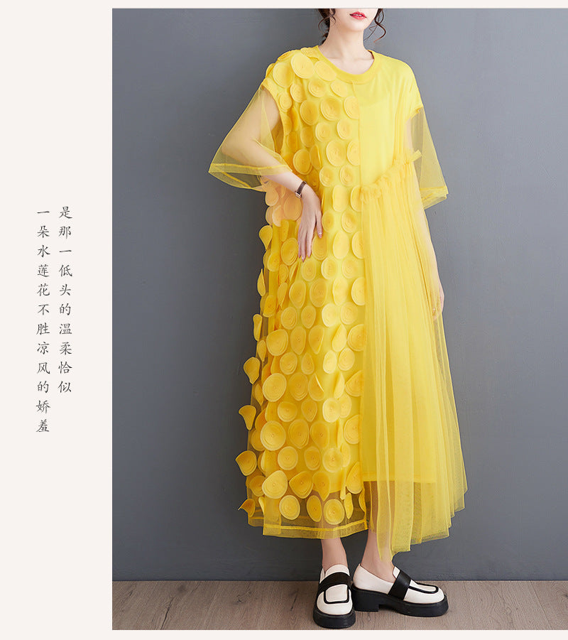 Summer Lace Polka Dot Dress for Women Korean Inspired A-Line Pullover