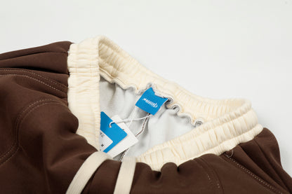 Severs Script Embroidery Contrast Waistband Wide Leg Barrel Pants Drawstring Zip Hem Streetwear