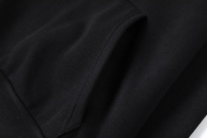 Black and Charcoal Panther Graphic Hoodie and Joggers Tracksuit Set, Drawstring Two Piece Streetwear Outfit