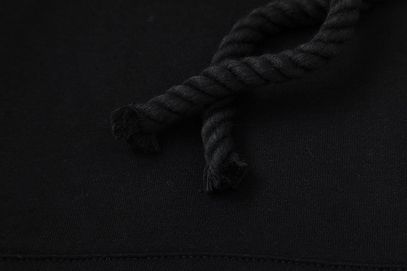 Black graphic hooded sweatshirt and joggers two-piece tracksuit set with outlined hood print - view 19